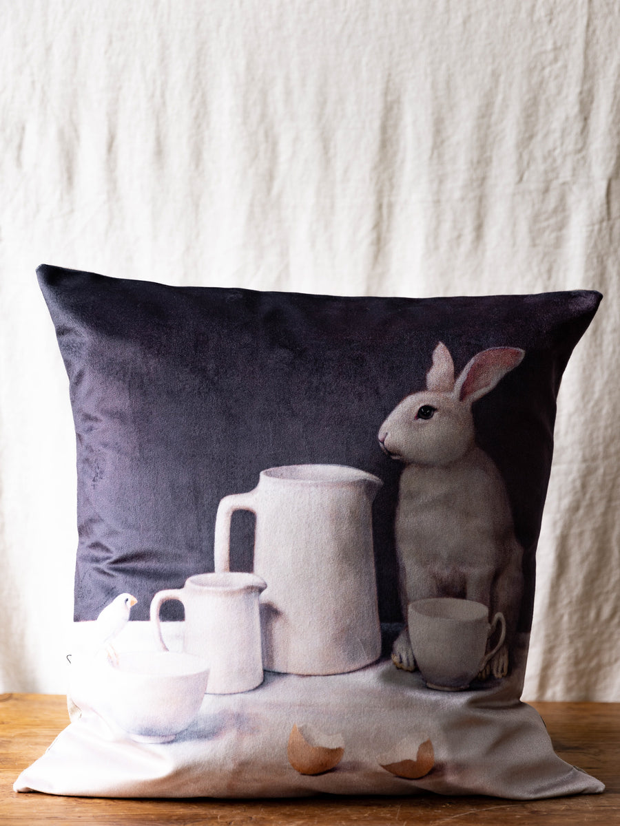 Anita Mertzlin ~ White Rabbit Velvet Cushion