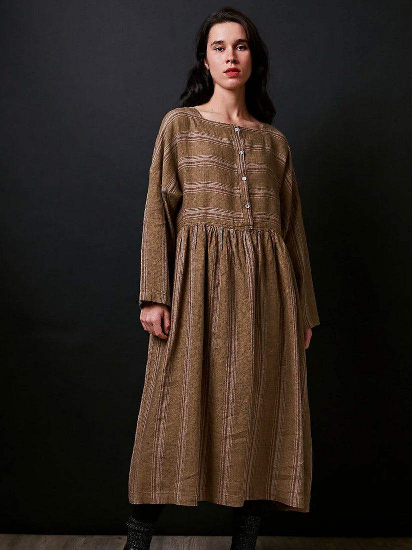 Manteau Noir Jeanne Striped Linen Dress