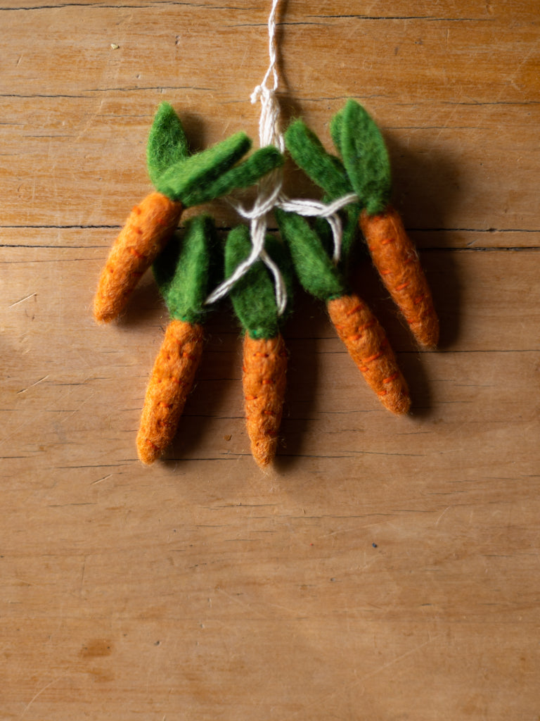 Håndlavet filt gulerødder