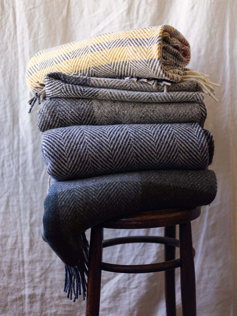 Heavy Irish Herringbone Wool Throw