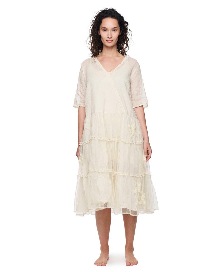 Ewa I Walla ~ Alberta Tulle Dress with Embroidered Flowers
