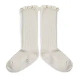 Ruffle Lace Trim Knee High Wool Blend Sock