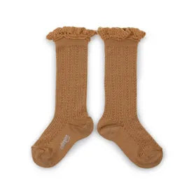 Ruffle Lace Trim Knee High Wool Blend Sock