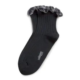 Cotton Velvet Ruffle Ankle Sock