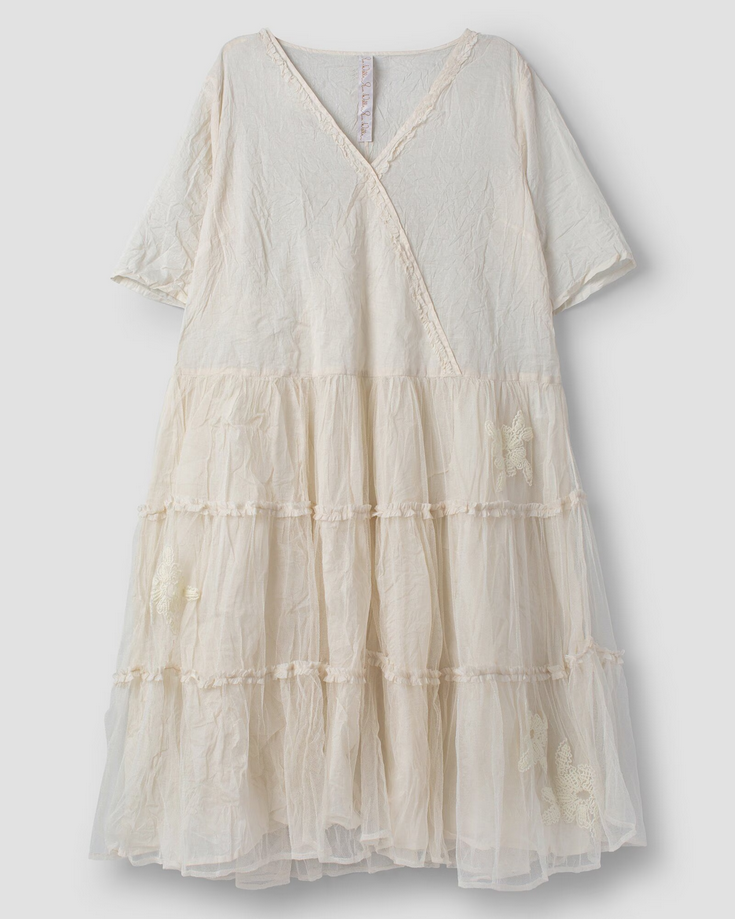 Ewa I Walla ~ Alberta Tulle Dress with Embroidered Flowers