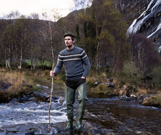 Fisherman ~ Mens 100% Merino Fairisle Crew