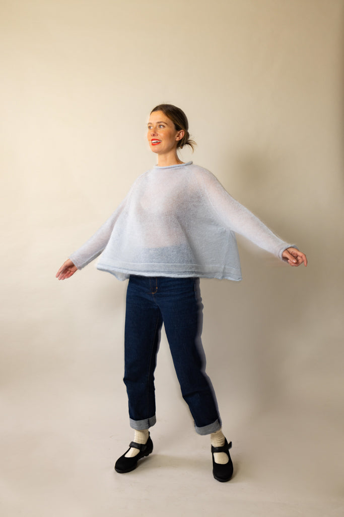 Luna Gallery Mohair Raglan Sheer Crop Sweater