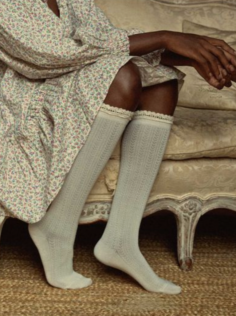 Merino Lace Trim Knee Sock