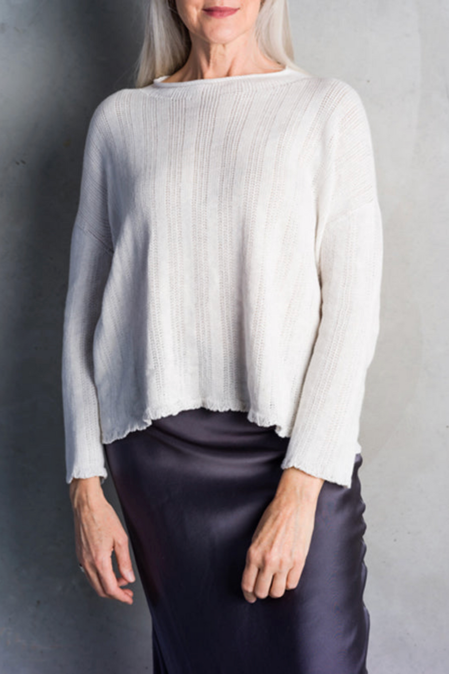 Luna Gallery Cropped cardigan med rib-ærmer i bomuld