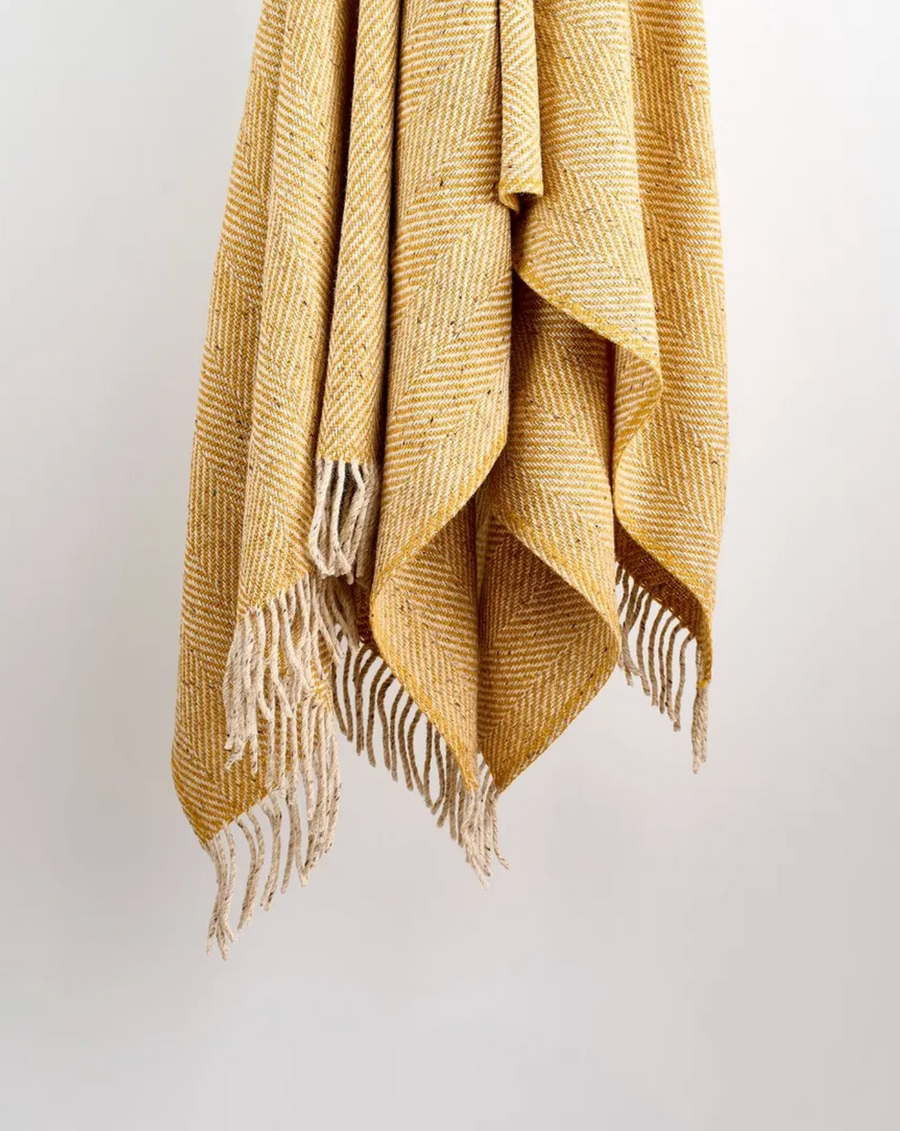 Avoca Mill Heavy Donegal Throw - Yellow & Oat