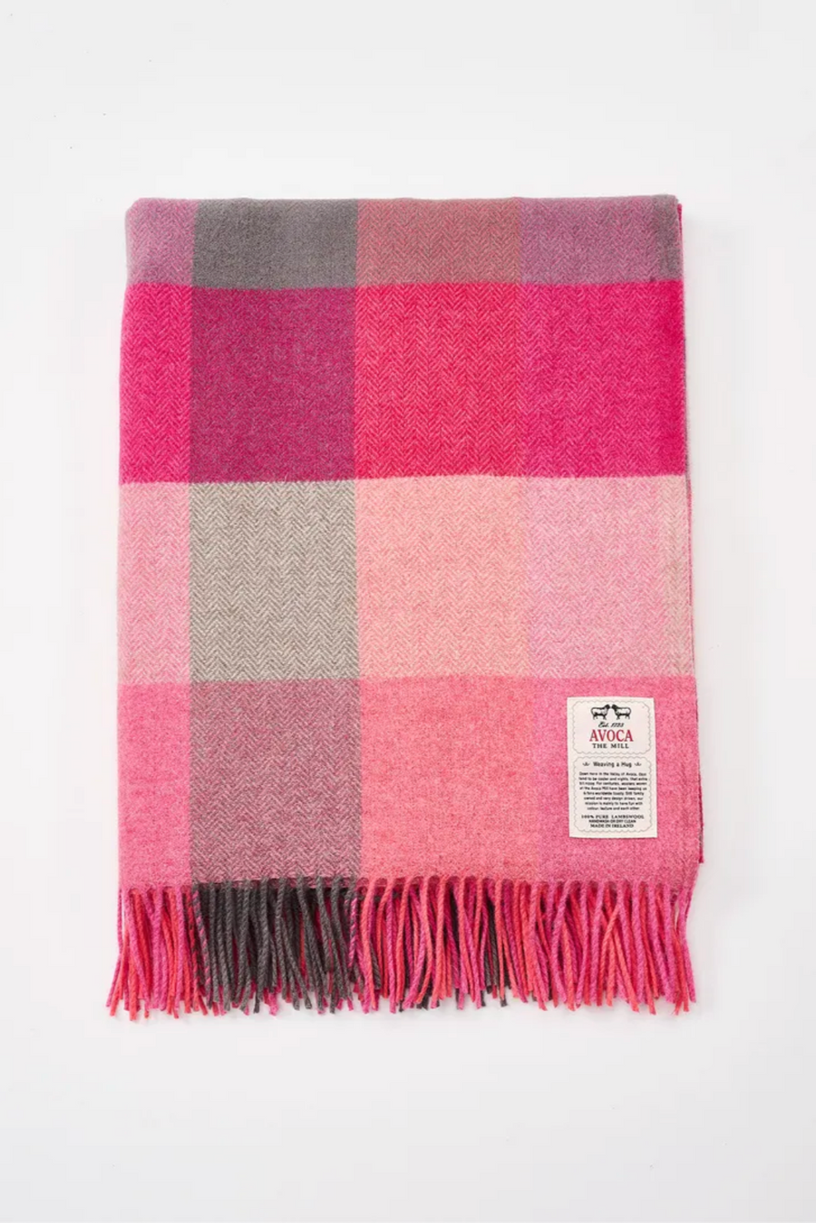 Avoca Mill Lambswool Throw - Pink Fields