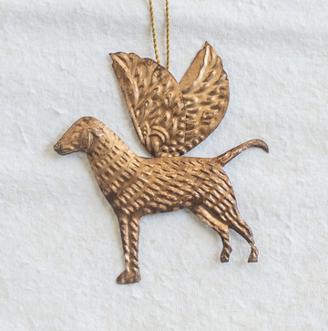Christmas Angel Dog Brass Decoration