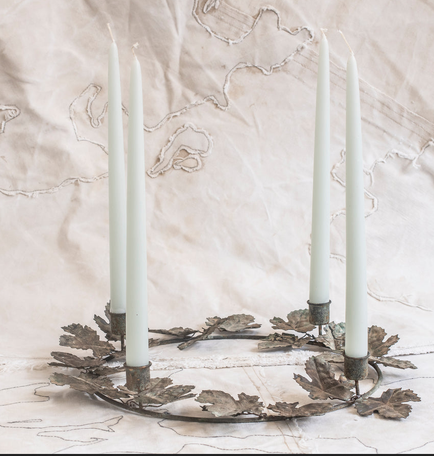 Christmas Table Wreath Metal ~ Candle holder & Leaves