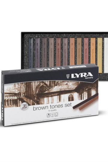 LYRA ~ Polycrayon Pastels 12 Soft Brown Tones Set