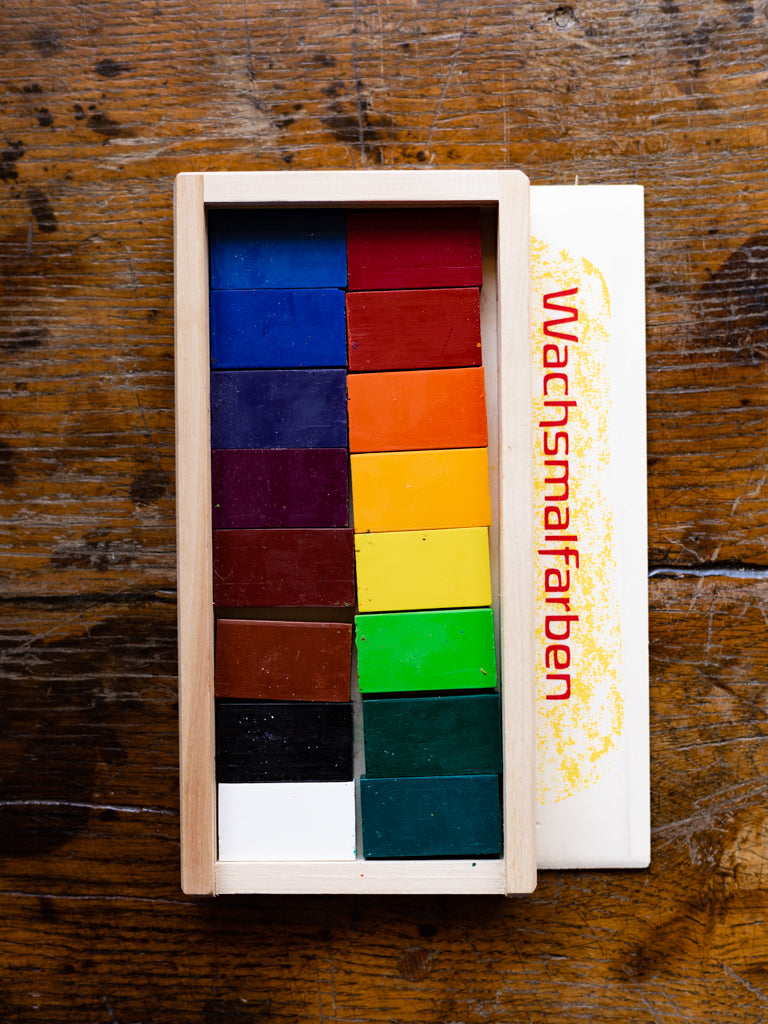 Natural Wax Block Crayons ~ Wooden Box Set