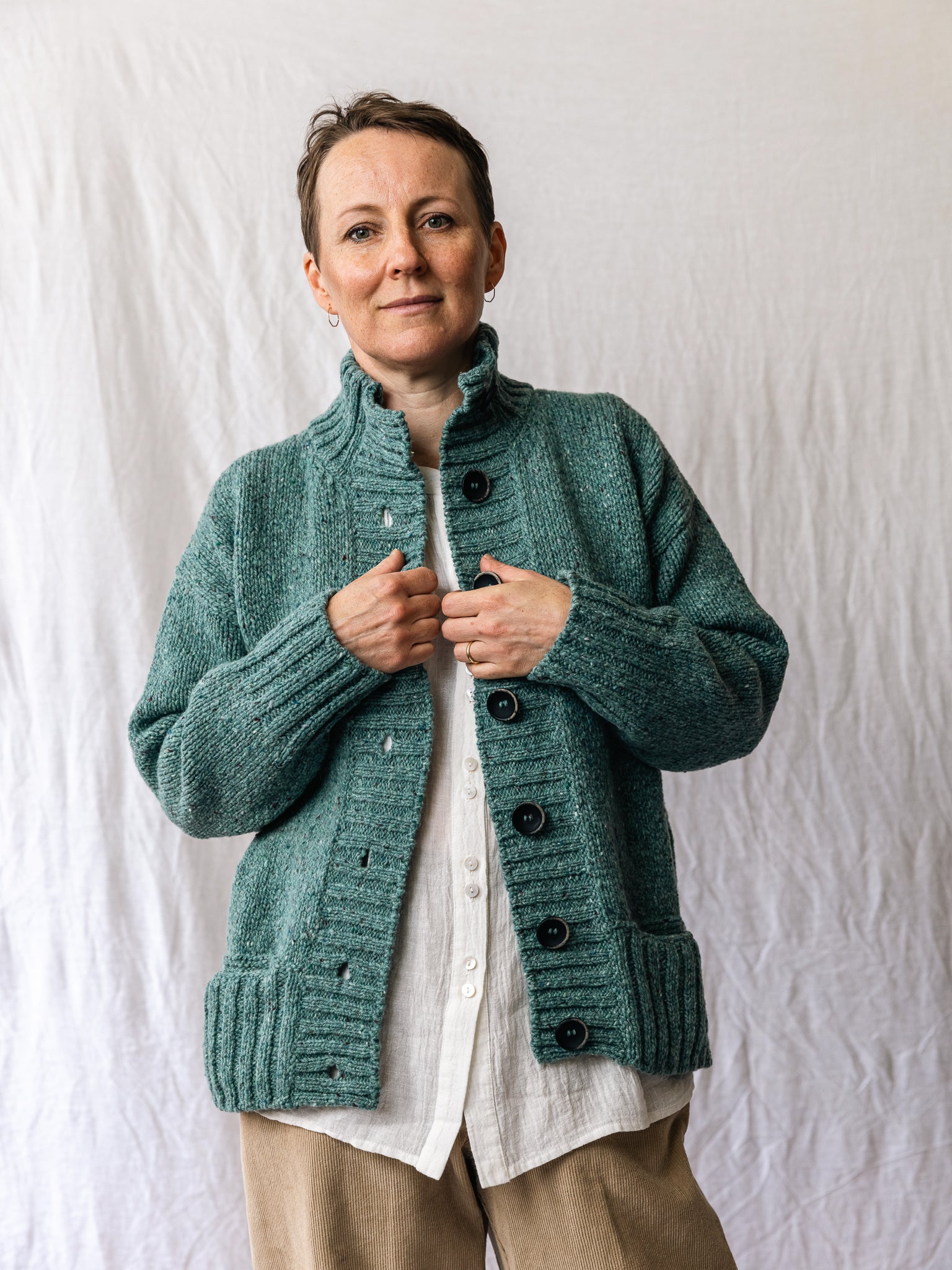 トップス 1980's DONEGAL II FISHERMAN CARDIGAN Large Vintage Irish Cable Knit Wool Fisherman Cardigan