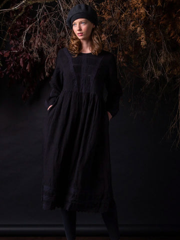 Manteau Noir Polly Lace Linen Dress